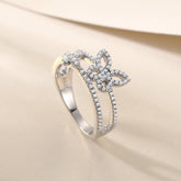 Hollow Butterfly Zircon Double Layer Sterling Silver Ring